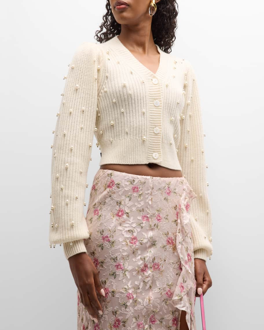 Frances Wool Cashmere Beaded Crop Cardigan | Neiman Marcus