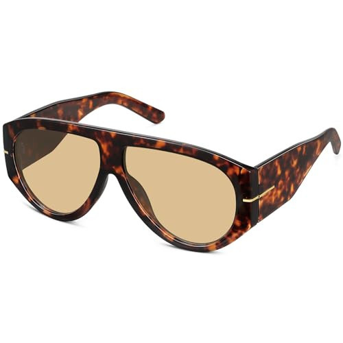Fozono Oversized Aviator Sunglasses for Women Men UV400 Protection Retro Trendy Big shades for Driving Traveling for All Faces 70s | Amazon (US)