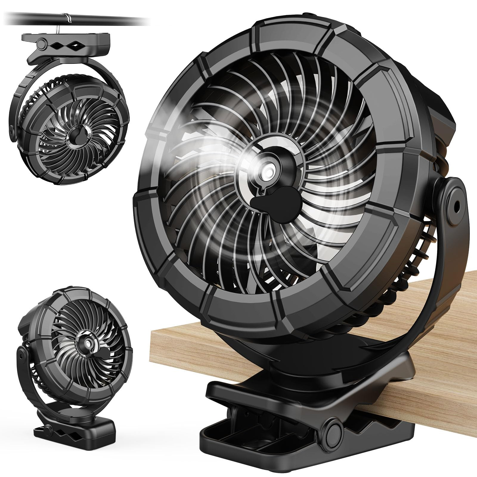 Ausic 3-in-1 Portable Clip on Fan with Misting & LED Lights & Hook, 100ML Baby Stroller Fan, 5200... | Amazon (US)