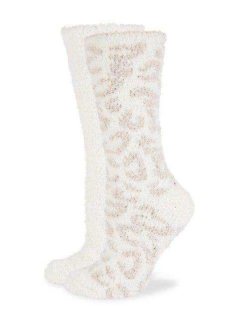 2-Pair CozyChic Leopard-Print Fuzzy Socks | Saks Fifth Avenue