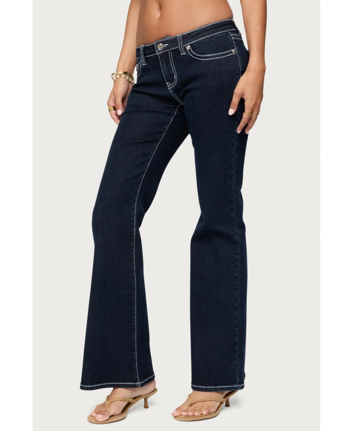 Edikted Womens Louis Contrast Low Rise Jeans - Dark-blue | Macy's