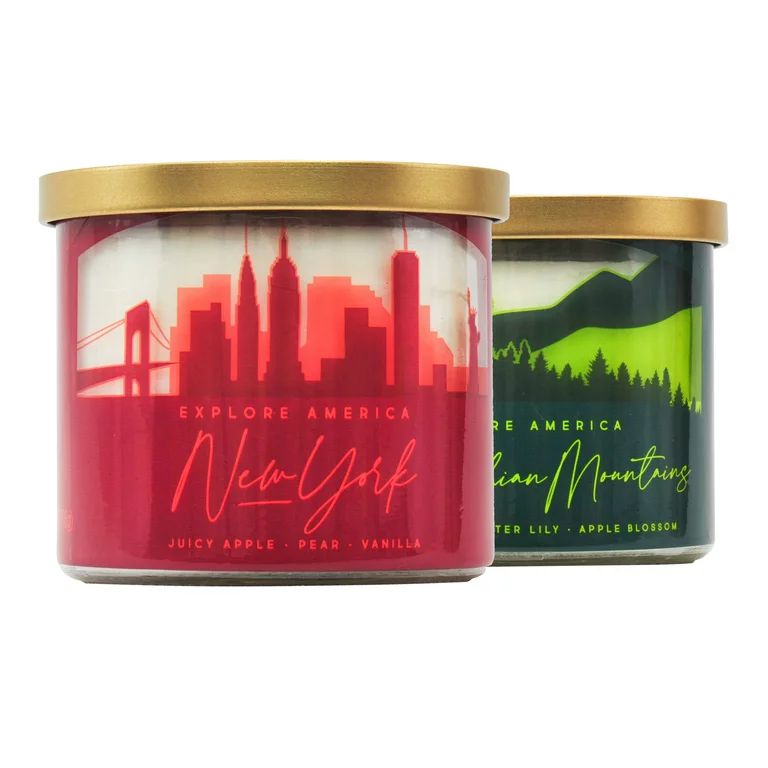 Mainstays 14 Ounce 3 Wick Candles New York and Appalachian Mountains Wraps, 2 Pack | Walmart (US)