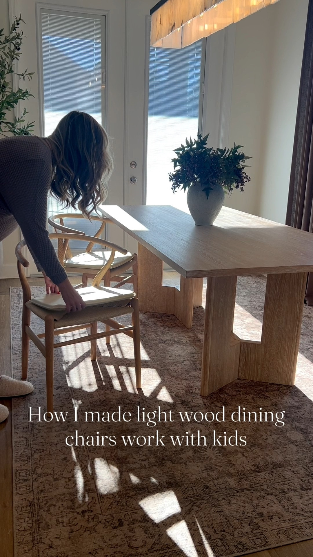 I wanted wishbone dining chairs — but I have toddlers.

These seat cushions made the decision easy. Soft, neutral, easy to clean, and they blend in seamlessly. Now my kids can eat freely at the table without me stressing over every spill — and I didn’t have to sacrifice the look of our space to make it work.

Intentional design that actually survives toddler life 🤍

#modernmomlife #toddlerfriendlyhome #wishbonechairs #familyfriendlydesign #diningroominspo #neutralhome #functionalhome #realmomlife #momapproved

#LTKHome #LTKmomlife #LTKKids