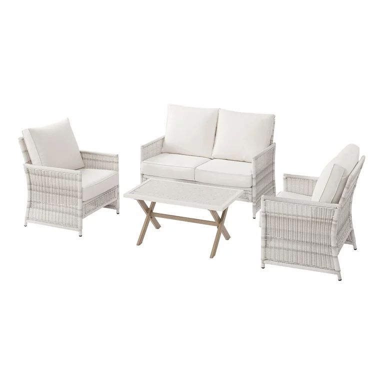 Better Homes & Gardens Paige 4-Piece Wicker Outdoor Conversation Set | Walmart (US)