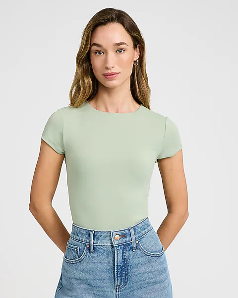 Body Contour High Compression Crew Neck Short Sleeve Bodysuit | Express