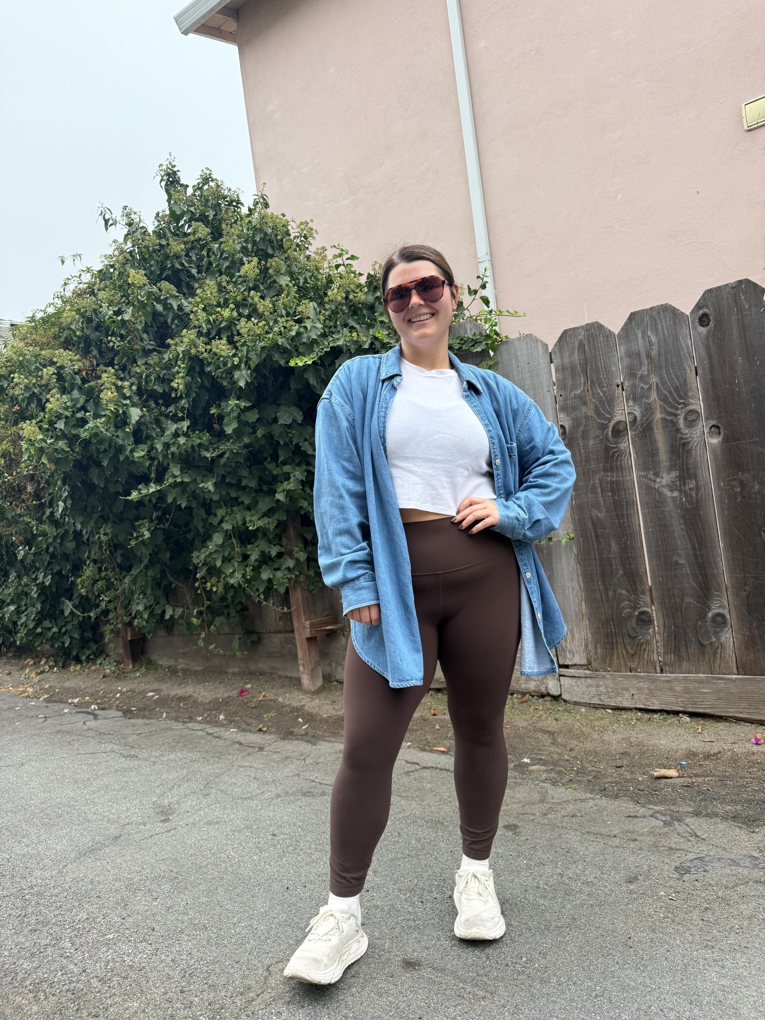 Wearing older version denim shacket XL. Leggings are last years color. Size 10 (size down) 23” length. Short legs here!! My fav walking shoes  

#LTKSeasonal #LTKFindsUnder100 #LTKActive