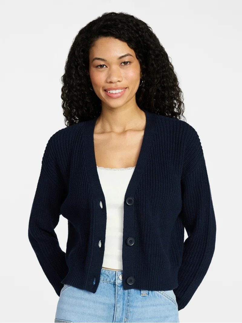 No Boundaries Cropped Knit Cardigan, Women's XXS-XXL | Walmart (US)