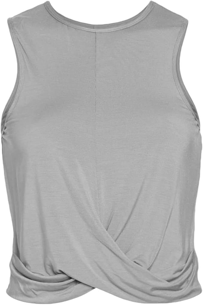 Sanutch Cropped Workout Top Athletic Twist Front Tank Tops Loose Crop Top Fitness for Women | Amazon (US)