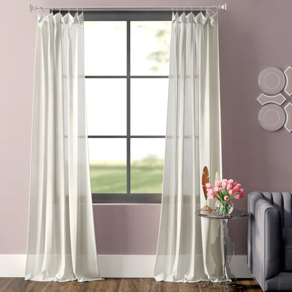 Cris Solid Sheer Rod Pocket Single Curtain Panel | Wayfair North America