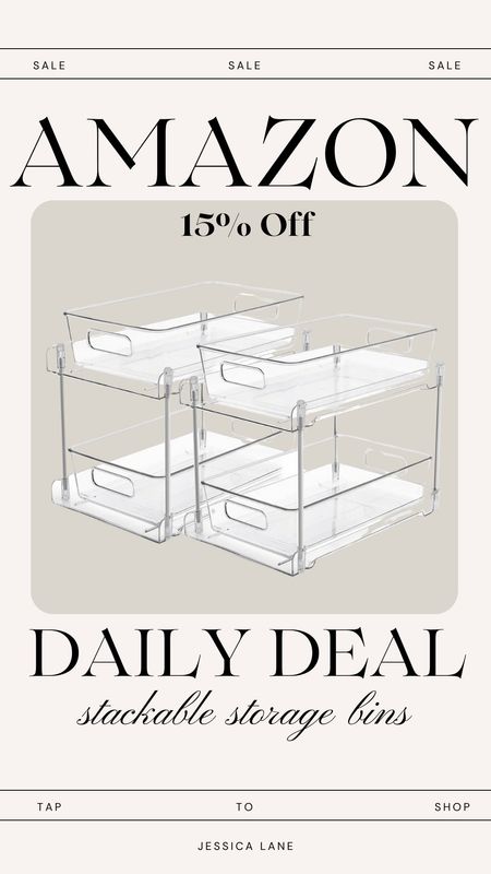 Amazon daily deal, save 15% on this set of two stackable sliding bins, perfect for under cabinets in kitchen or bathroom.Amazon deal, Amazon organization, stackable storage bins, stackable sliding storage bin, under sink storage

#LTKSeasonal #LTKhome #LTKsalealert