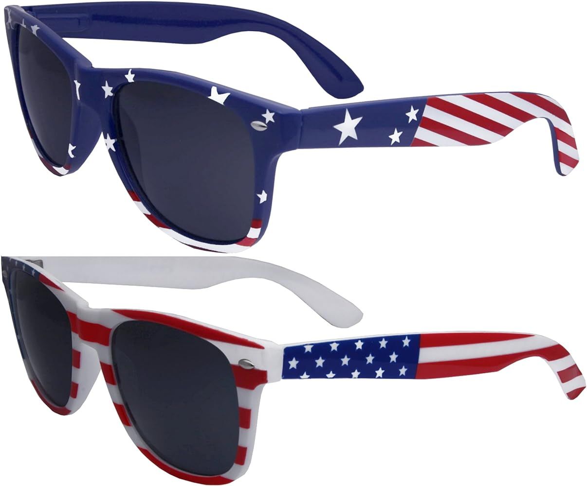 2 Pairs Bulk American Sunglasses USA Flag Classic Patriot | Amazon (US)