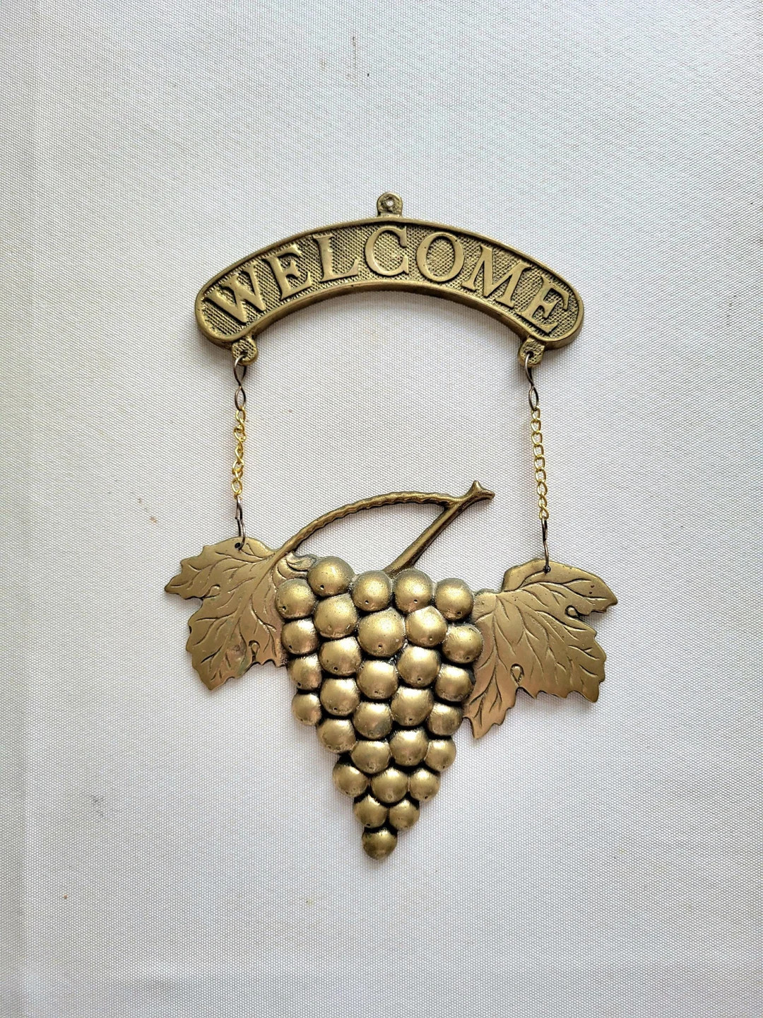 Vintage Cast Brass Welcome Sign: Grapes and Leaves Gate Decor - Etsy | Etsy (US)