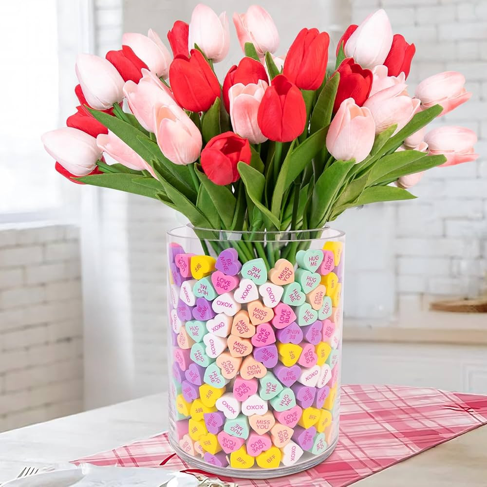 Valentines Day Decorations - Valentines Decor - Conversation Hearts Vase Filler Set - Sweet Flora... | Amazon (US)