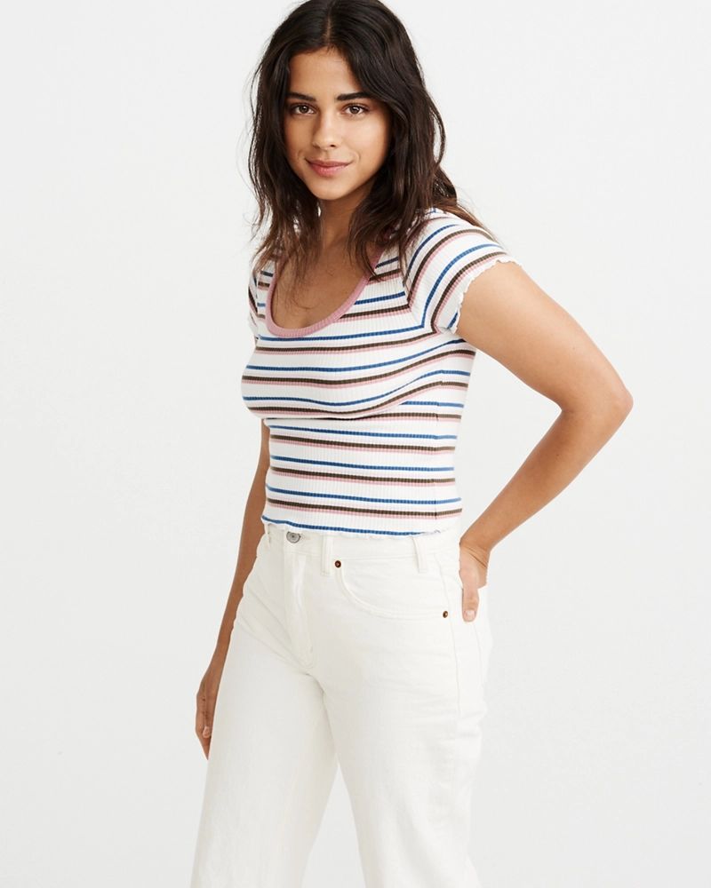 Striped Scoopneck Tee | Abercrombie & Fitch US & UK