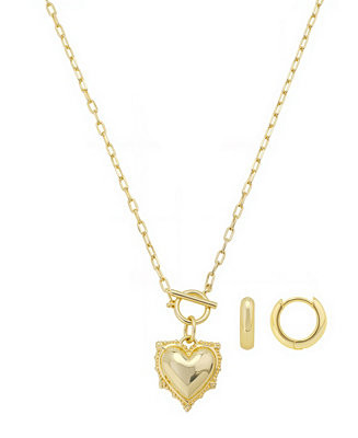 Heart Pendant Necklace and Hoop Earring Set | Macy's