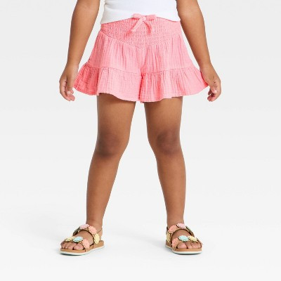 Toddler Girls' Smocked Woven Shorts - Cat & Jack™ Pink 18M | Target