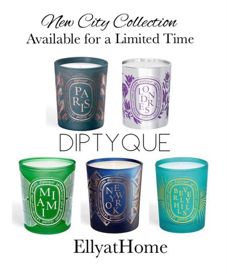 New city collection scented, fragrant candles from Diptyque! Choose your favorite city! Only available for a limited time! Limited time Cherry Blossom  spring candle scent, fragrance also available. . Fresh new candles with free shipping and free gift wrap! Perfect for Mother’s Day! Spring decorating, spring gifts. Also available more spring scents. 


#LTKGiftGuide #LTKhome
