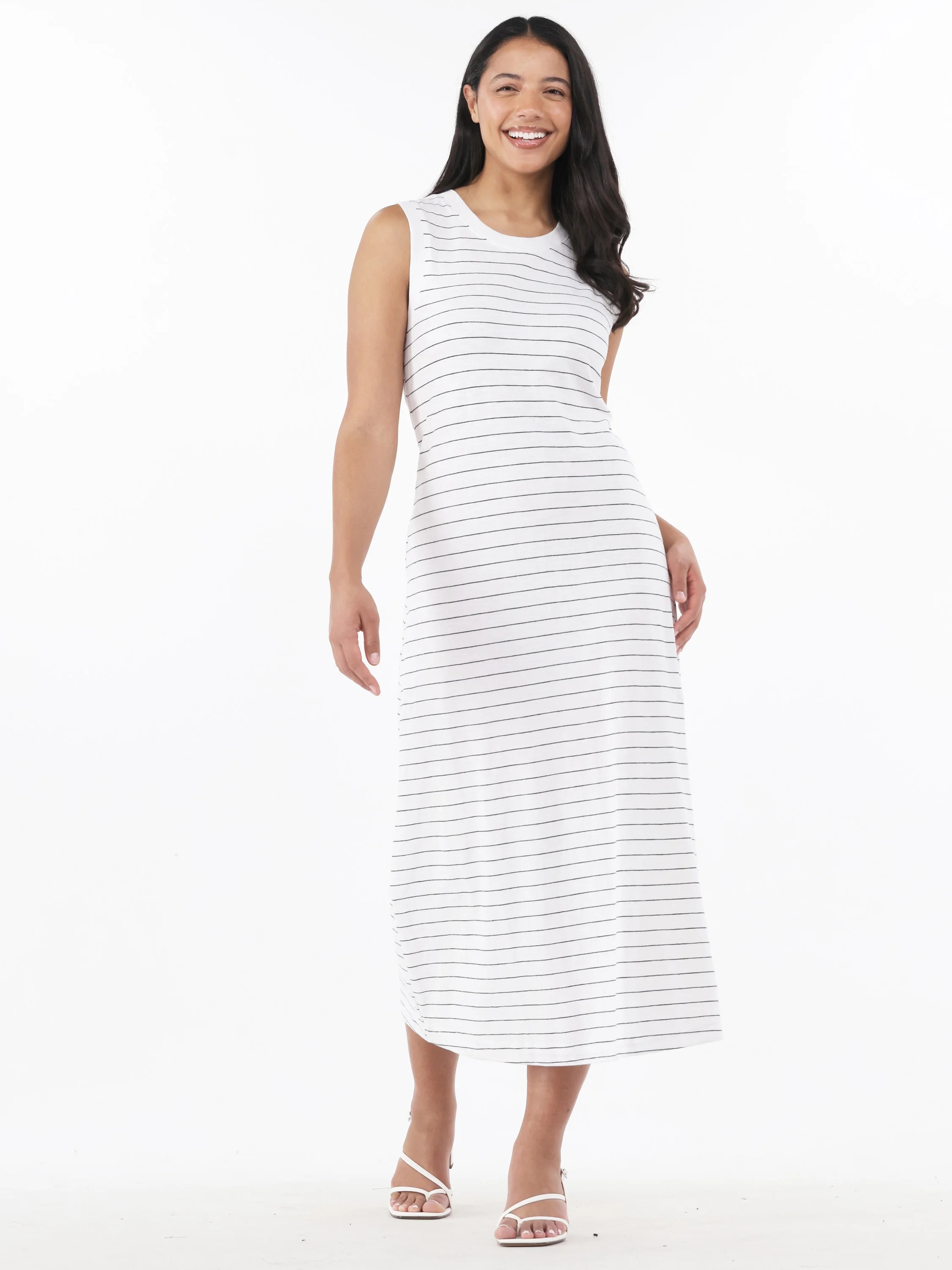 Time and Tru Women's and Women's Plus Slub Cotton Tank Midi Dress, Sizes XS-XXXL | Walmart (US)