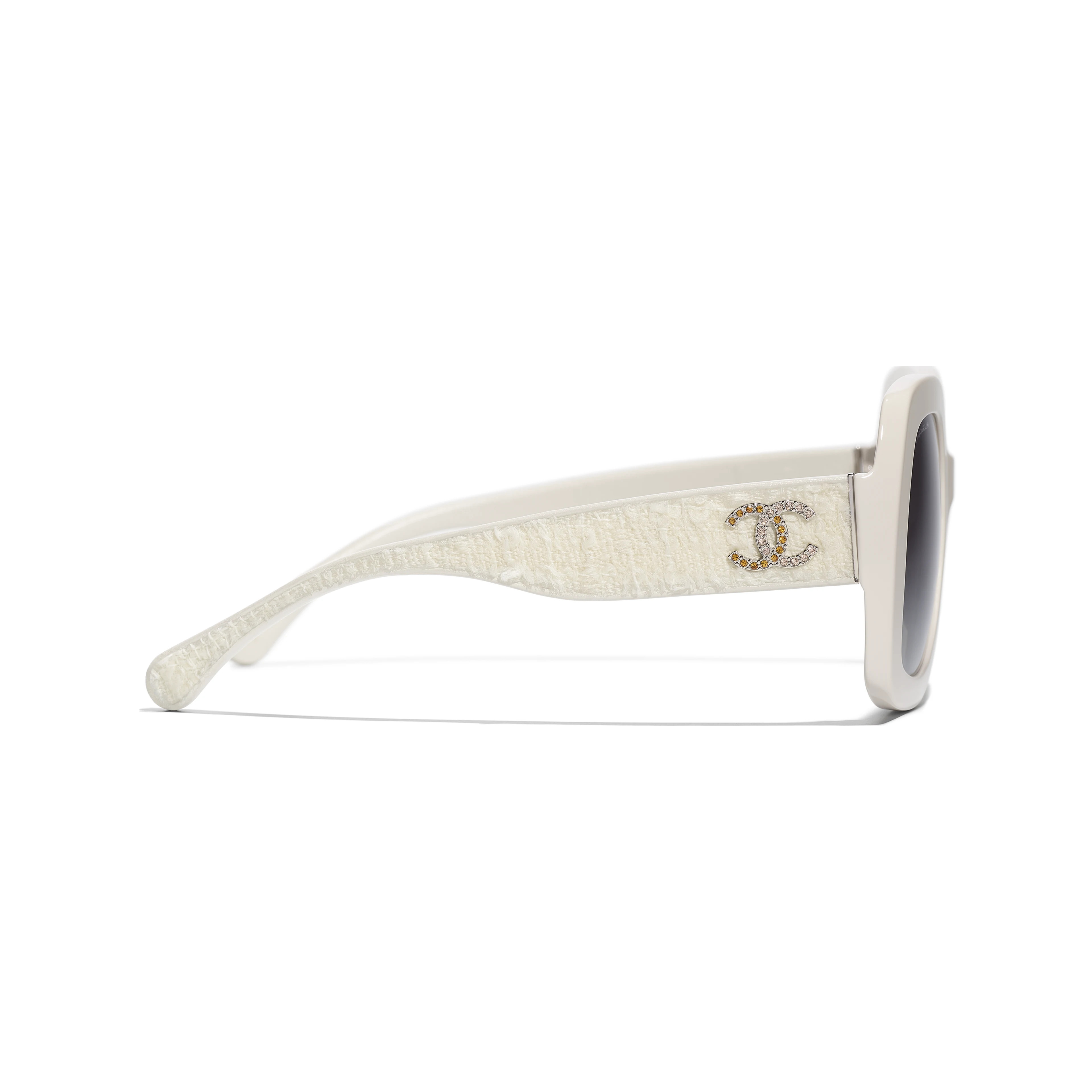 CHANEL Sunglasses: Square Sunglasses, acetate, tweed & leather — Fashion | CHANEL | Chanel, Inc. (US)