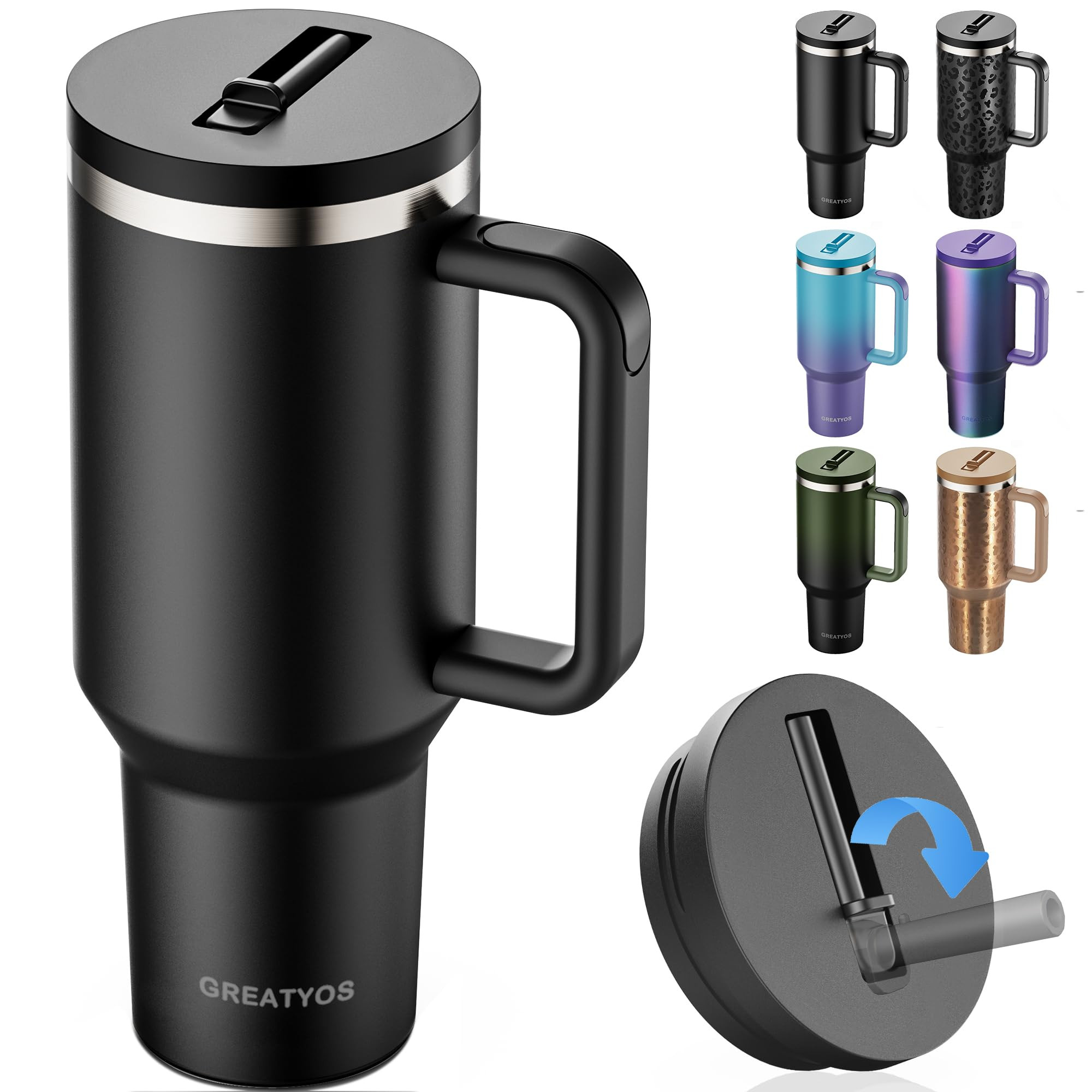40 oz Tumbler with Handle and Flip Straw Lid - Upgraded Insulated Traveler Tumblers with Lids Str... | Amazon (US)