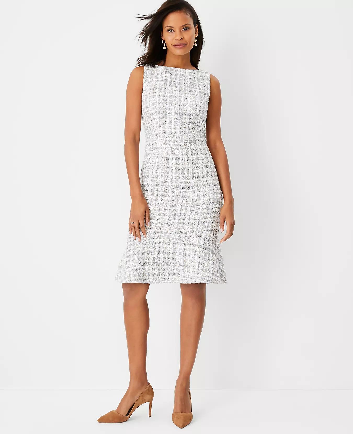 Petite Tweed Flounce Sheath Dress | Ann Taylor | Ann Taylor (US)