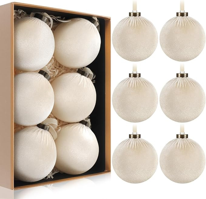 HyDren 6 Pcs Velvet Christmas Ball Ornaments 4 Inches Large Flocked Christmas Tree Hanging Orname... | Amazon (US)