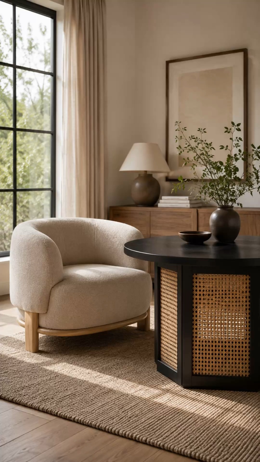 If “cozy but elevated” was a room 🤎

The contrast of the black cane table against the soft boucle textures makes this little corner feel so designer-inspired without feeling overdone. I swear warm neutrals + natural textures will always win ✨

#LTKHome #LTKSaleAlert #LTKSeasonal