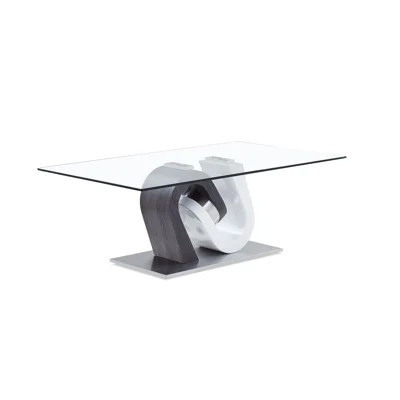 Coffee Table, 47.24"W x 27.56"D x 16.54"H, Solid Wood+MDF+Glass, 1 Piece, Coffee Table, White+gray | Wayfair North America