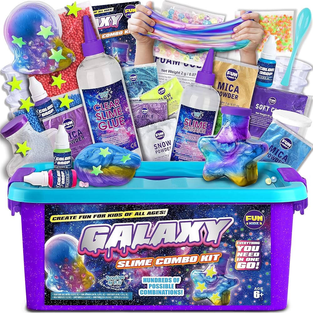 Toy Galaxy Slime Kit for Boys Girls 10-12, FunKidz Ultimate Metallic Slime Making Kit for Kids Ag... | Amazon (US)