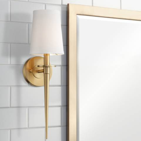 Possini Euro Danielle 19" High Warm Antique Brass Wall Sconce | LampsPlus.com