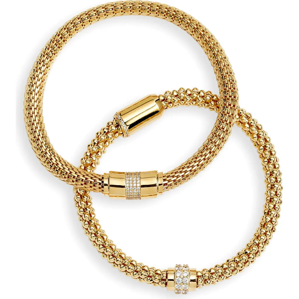 Nordstrom Set of 2 Mesh Stretch Bracelets in Clear- Gold at Nordstrom | Nordstrom