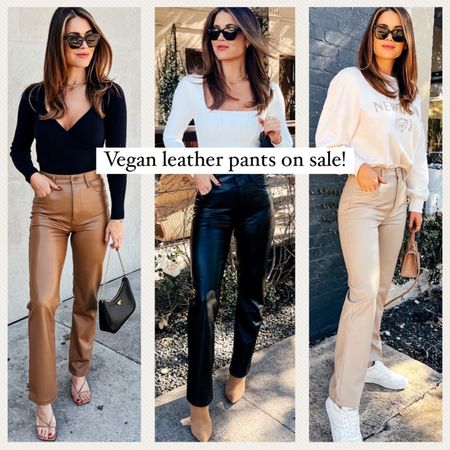 Vegan leather pants 25% off plus additional 15% off with DENIMAF! I wear 26 regular in these. There is also a relaxed fit version that will be a little more loose around thighs (linked) 

#LTKsalealert #LTKstyletip