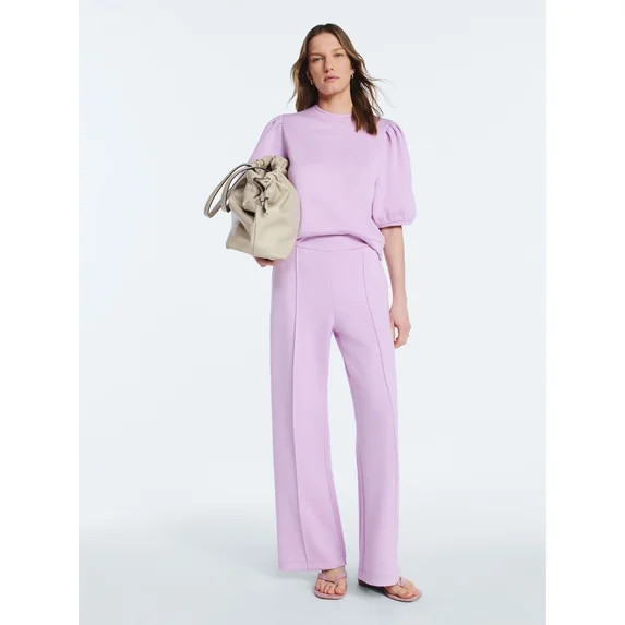 Scoop Women's and Women's Plus New Scubaknit Pleated Sleeve Top, Sizes XS-4X | Walmart (US)