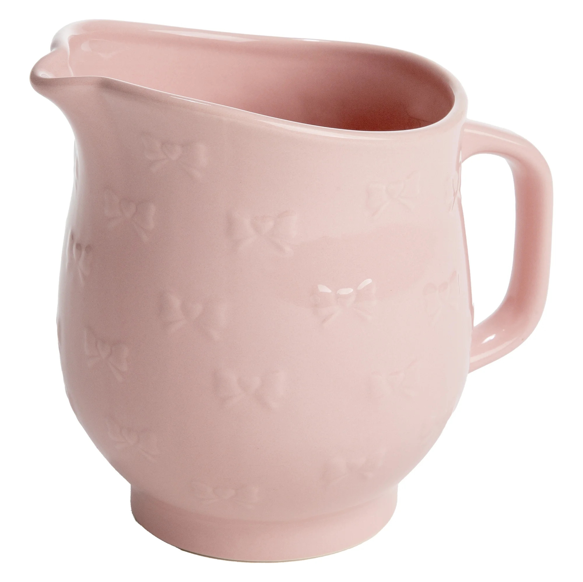 Paris Hilton Ceramic Pitcher, 40 Ounce Capacity, Easy Pour Spout, Embossed Bow Design, Pink | Walmart (US)
