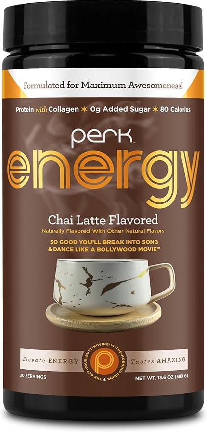 Perk Energy Original Chai Latte Flavored Drink Powder (20 Servings) - Gluten-Free, Peanut-Free | Amazon (US)