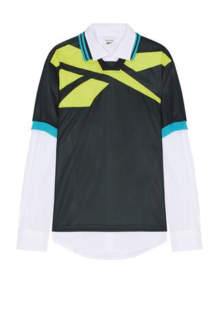 BOTTER x Reebok Long Sleeve Polo in Navy & Acid Yellow - Blue. Size M (also in L, S). | FWRD 