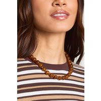Round Beaded Necklace, brown | PrettyLittleThing UK