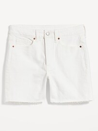 High-Waisted Button-Fly OG Straight White-Wash Side-Slit Cut-Off Jean Shorts for Women -- 5-inch ... | Old Navy (US)