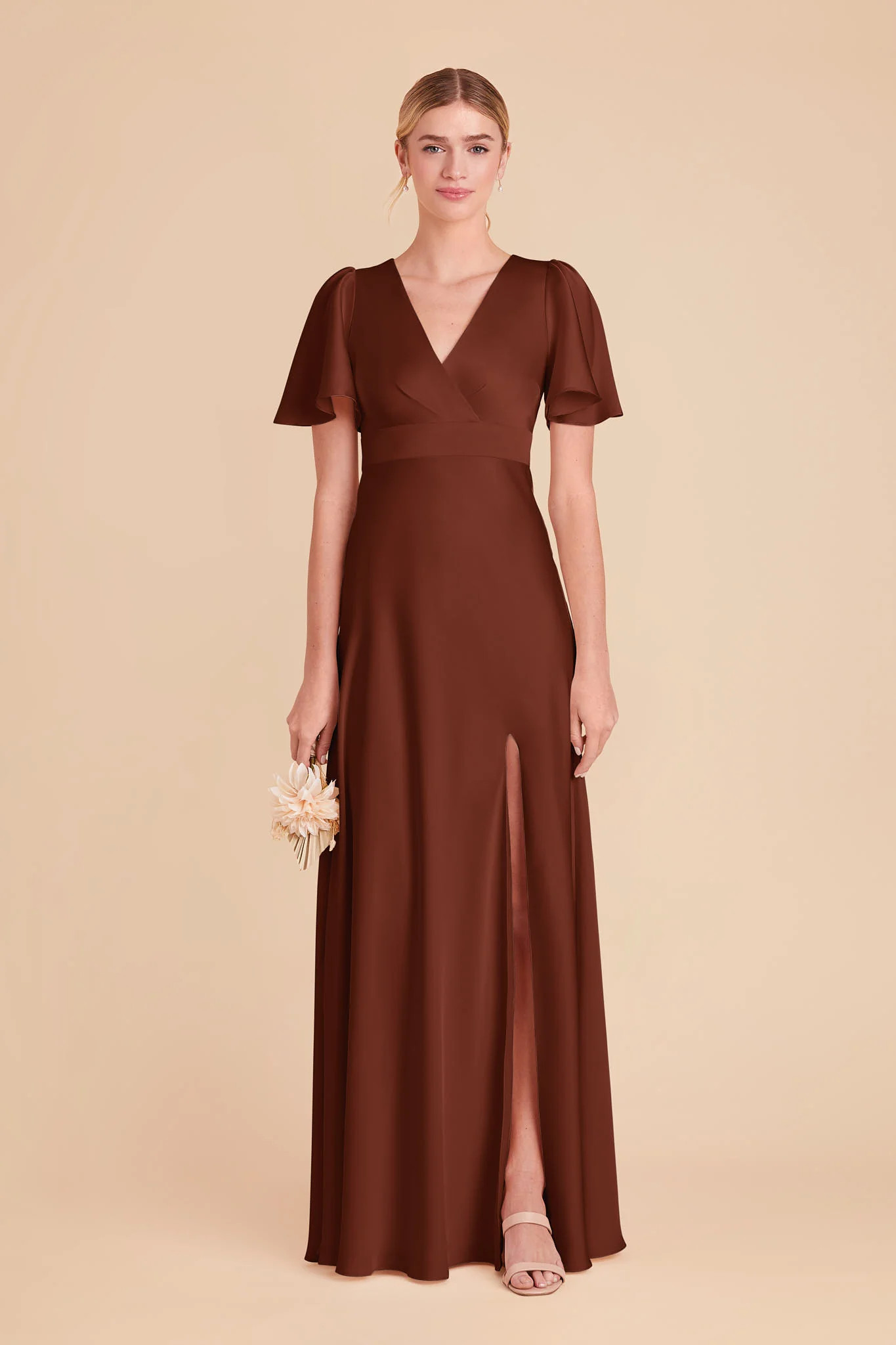 Marni Cognac Satin Slit Dress  | Birdy Grey | Birdy Grey