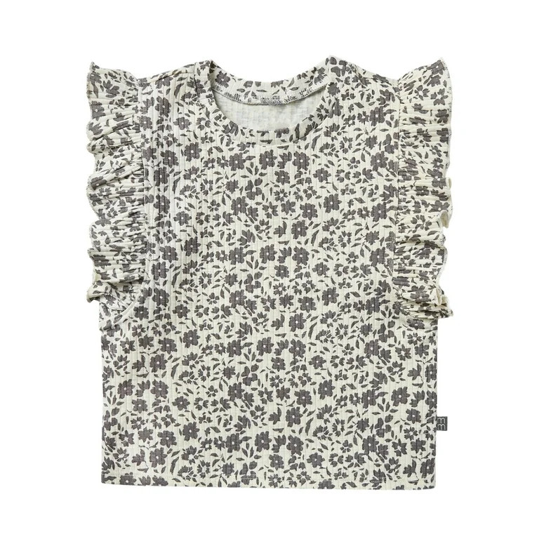 Modern Moments By Gerber Toddler Girl Organic Ruffled Sleeve Top, Sizes 12M-5T | Walmart (US)