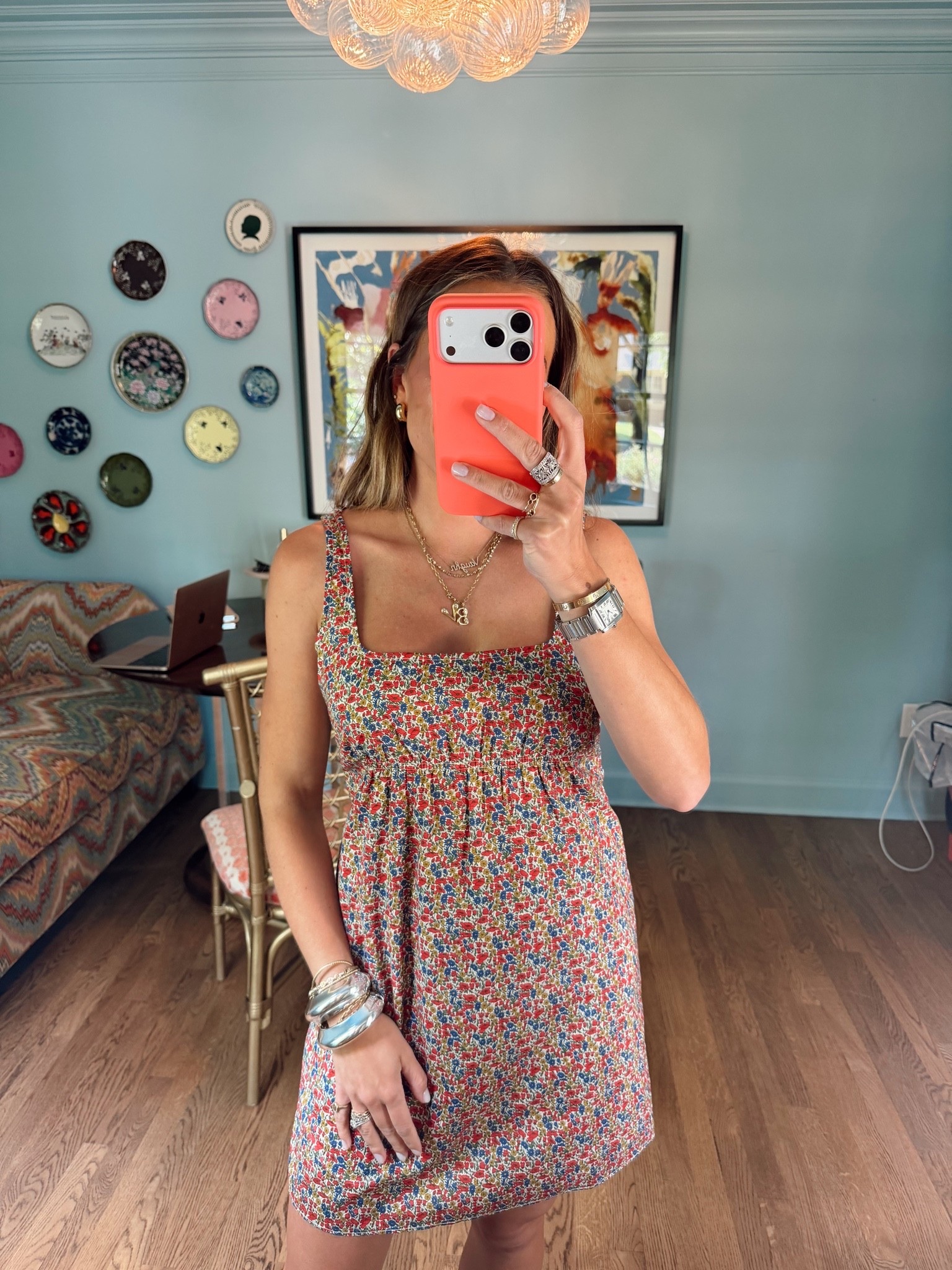 Classic floral dress— runs big, I’m in a 2