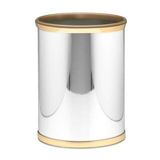 Mylar 13 Qt. Polished Chrome and Brass Oval Waste Basket | The Home Depot