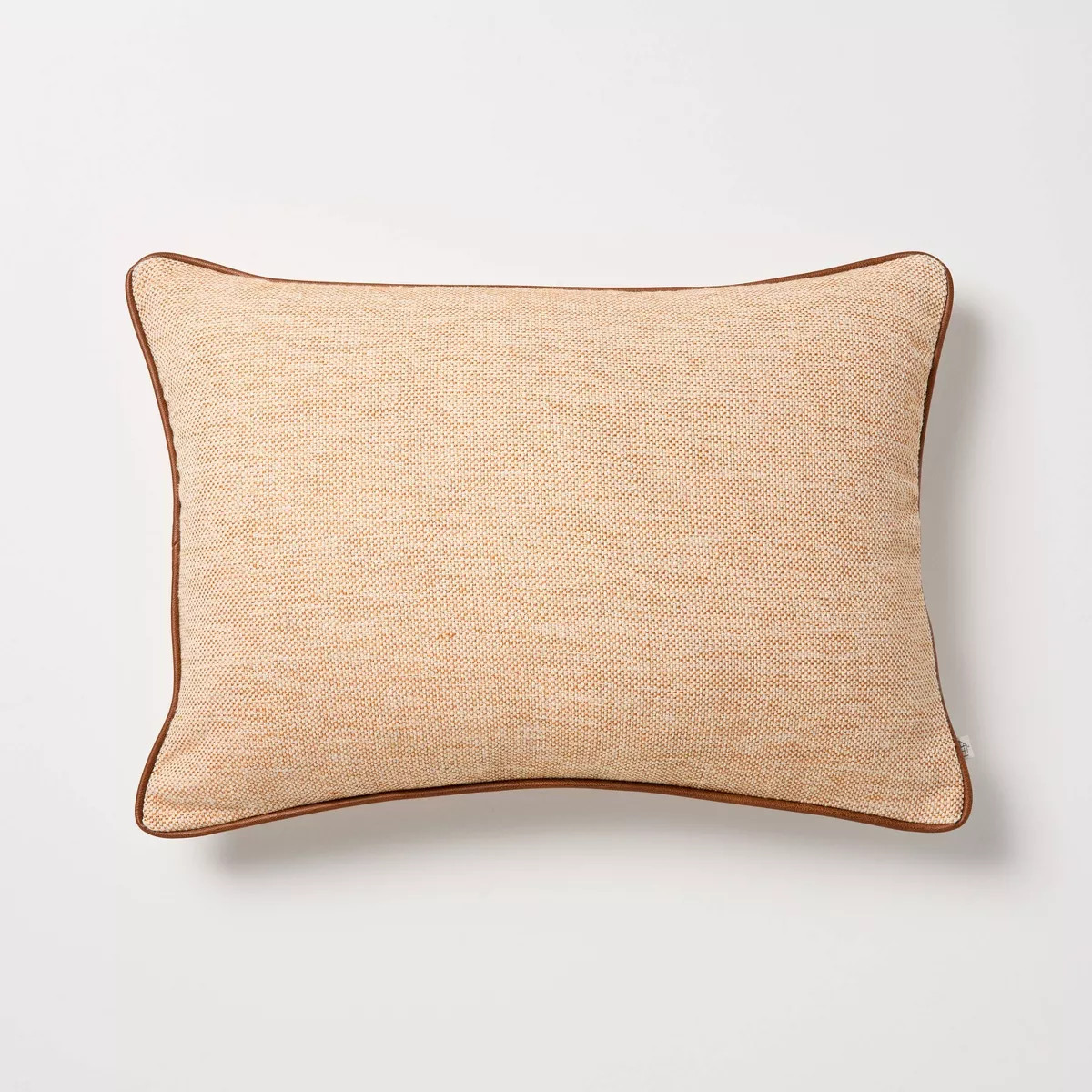 14"x20" Tweed with Faux Leather Lumbar Trim Toss Pillow Rust - Hearth & Hand™ with Magnolia | Target