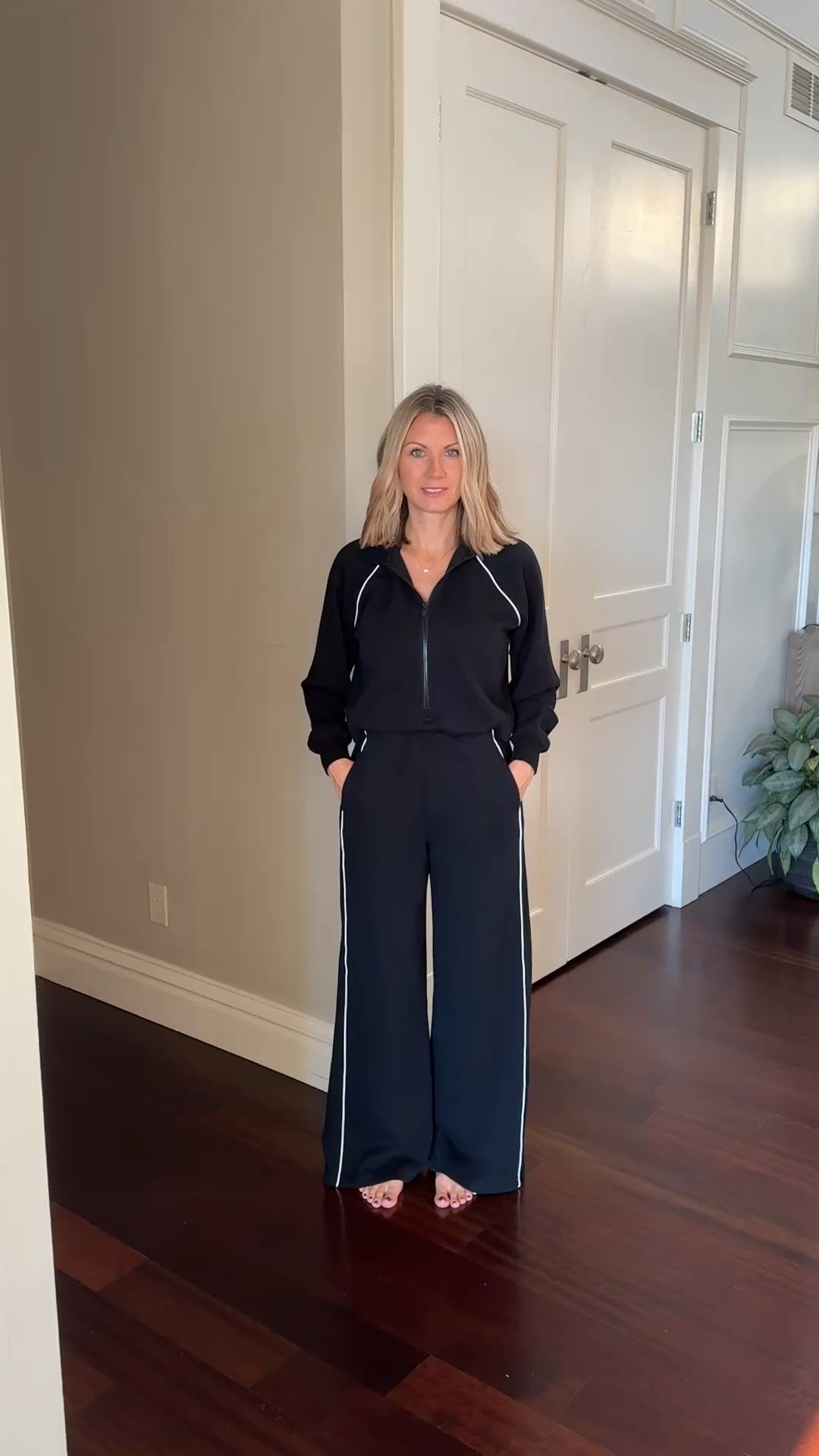 Comfy lil jumpsuit for around the house our running errands.  Got so many compliments on this the other day at the mall!  Highly recommend.  
I am in a size small size regular small.  

I wore these with black flip flops not shown😉but would also wear them with a low sneaker!  #LTKStyleTip 

#LTKOver40 #LTKTravel