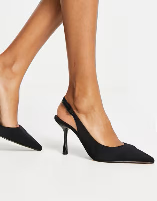 ASOS DESIGN Simmer slingback stiletto mid shoes in black | ASOS (Global)