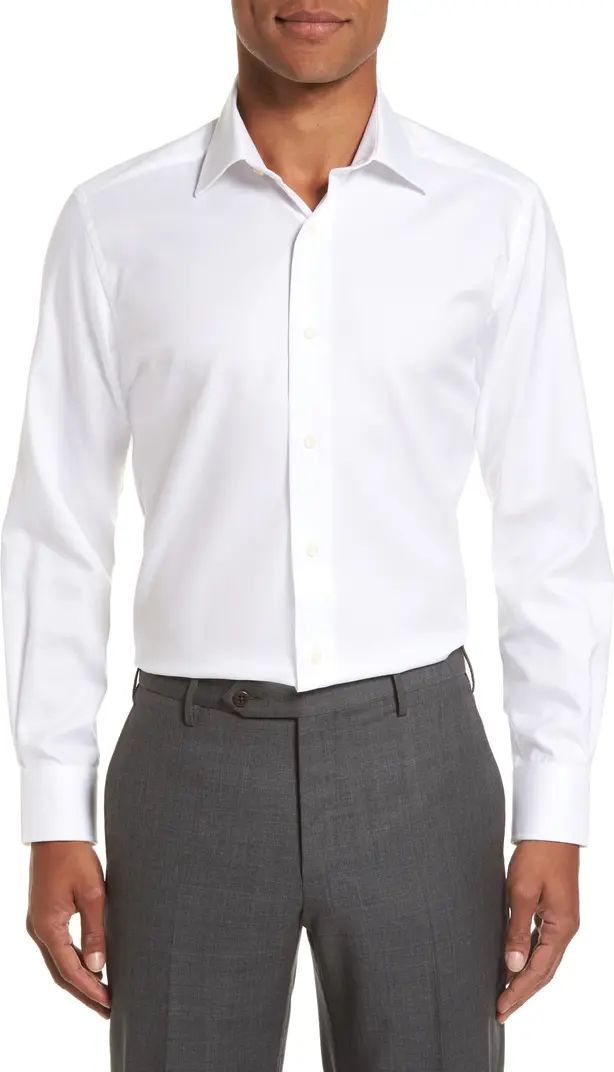 David Donahue Trim Fit Cotton Dress Shirt | Nordstrom | Nordstrom