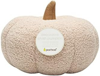 Pearhead Plush Pumpkin, Halloween Home Decorations, Must Have Fall Pillow, 9", Cream Sherpa | Amazon (US)