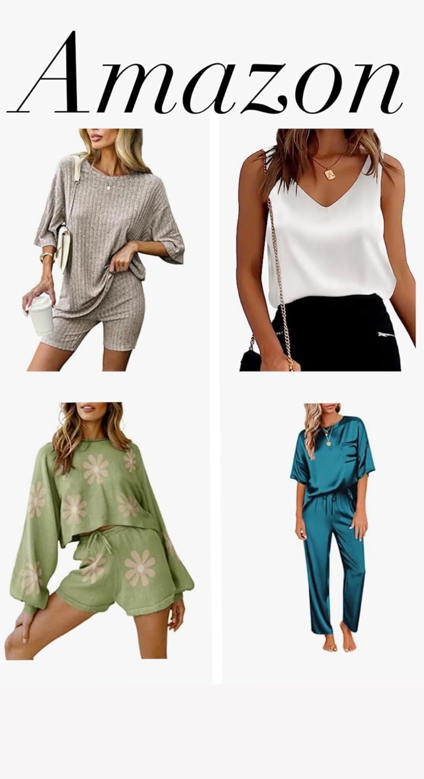 Ekouaer Satin Pajamas Women's Short Sleeve Sleepwear Soft Silk Button Down Loungewear Pjs Shorts ... | Amazon (US)