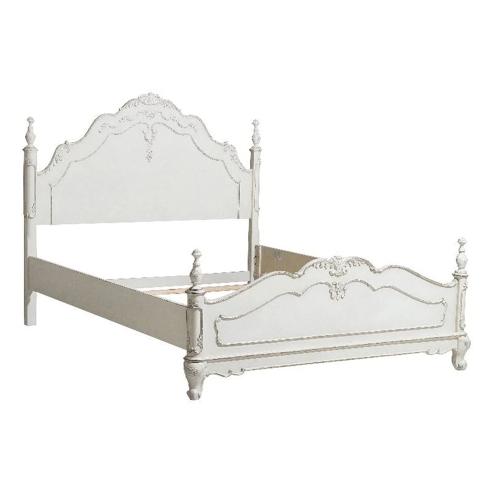 Lexicon Traditional Wood and MDF Board Queen Bed in Antique White/Gray | Walmart (US)