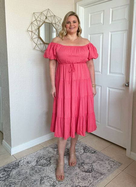 Flowy midi spring dress from Amazon. Fits true to size. Has pockets. Wearing the large. I went down half a size in the sandals  

#LTKmidsize #LTKover40 #LTKSeasonal